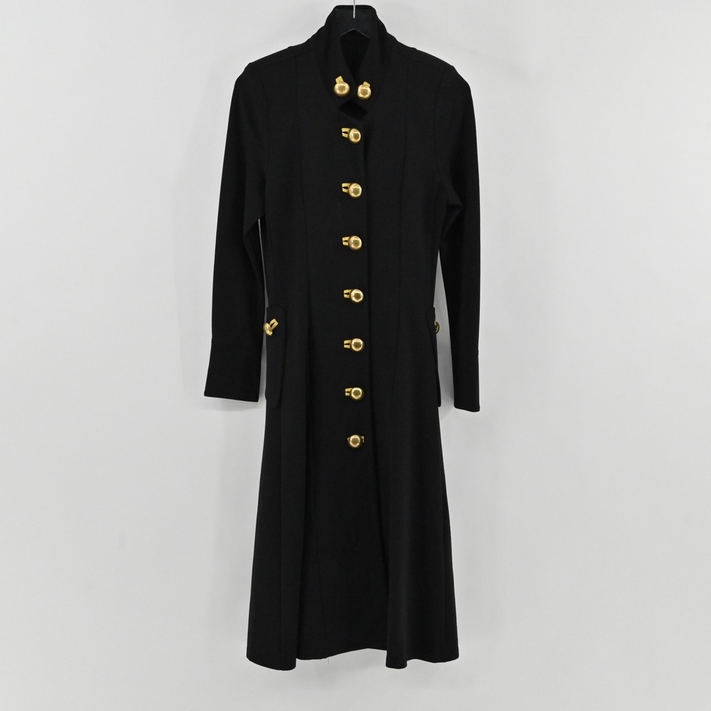 Vintage Military Maxi Coat Womens Size S Black Gold Button Dark Academia Wool - Picture 2 of 11